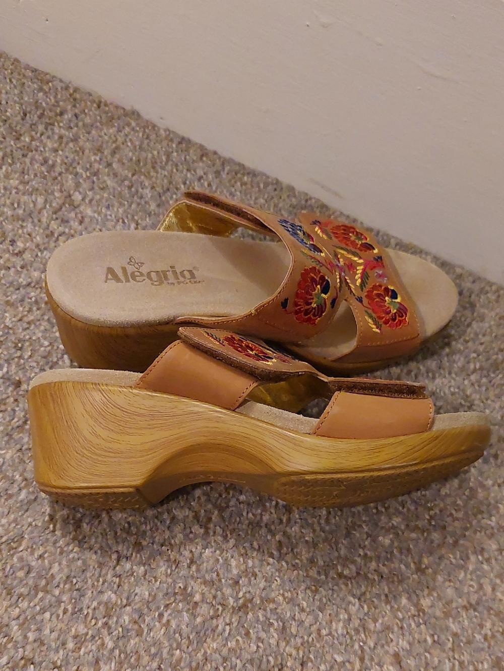 Alegria Embroidered Wedge Sandals - Picture 5 of 7
